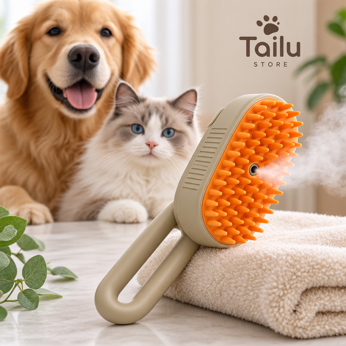 Tailu 3-in-1 Pet Steam Brush
